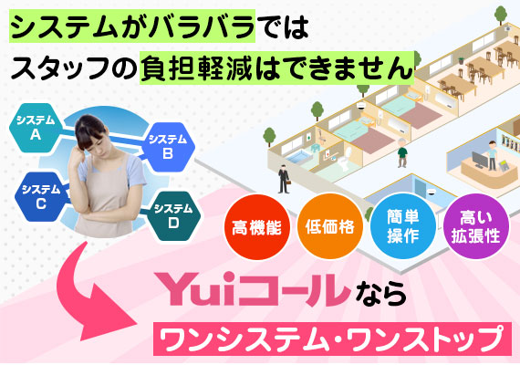 システムがバラバラではスタッフの負担軽減はできません